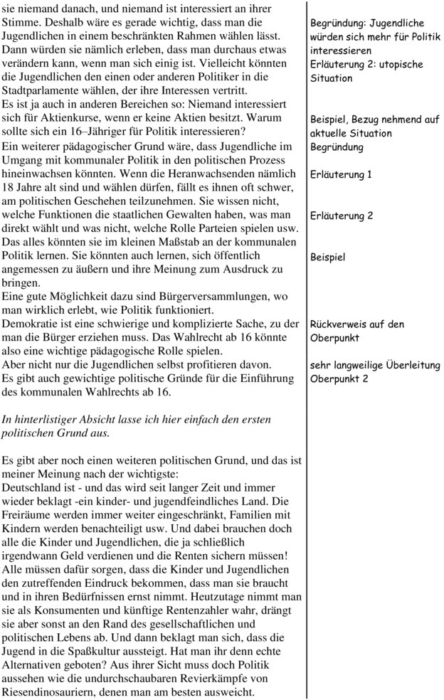 Argumentation 7 Klasse Gymnasium Musteraufsatz Klassenarbeit zu Erörterung