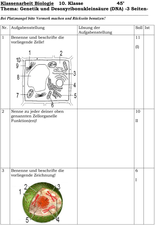 Biologie Abituraufgaben Mit Lösungen Pdf Genetik Klassenarbeit zu Genetik und DNA