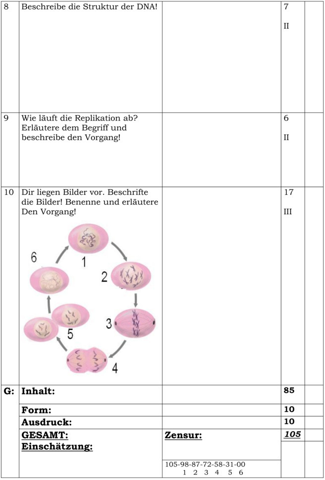 Genetik Aufgaben Mit Lösungen Klasse 10 Klassenarbeit zu Genetik und DNA