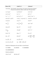 Potenzen und Wurzeln [10. Klasse] 4479 Vorschau