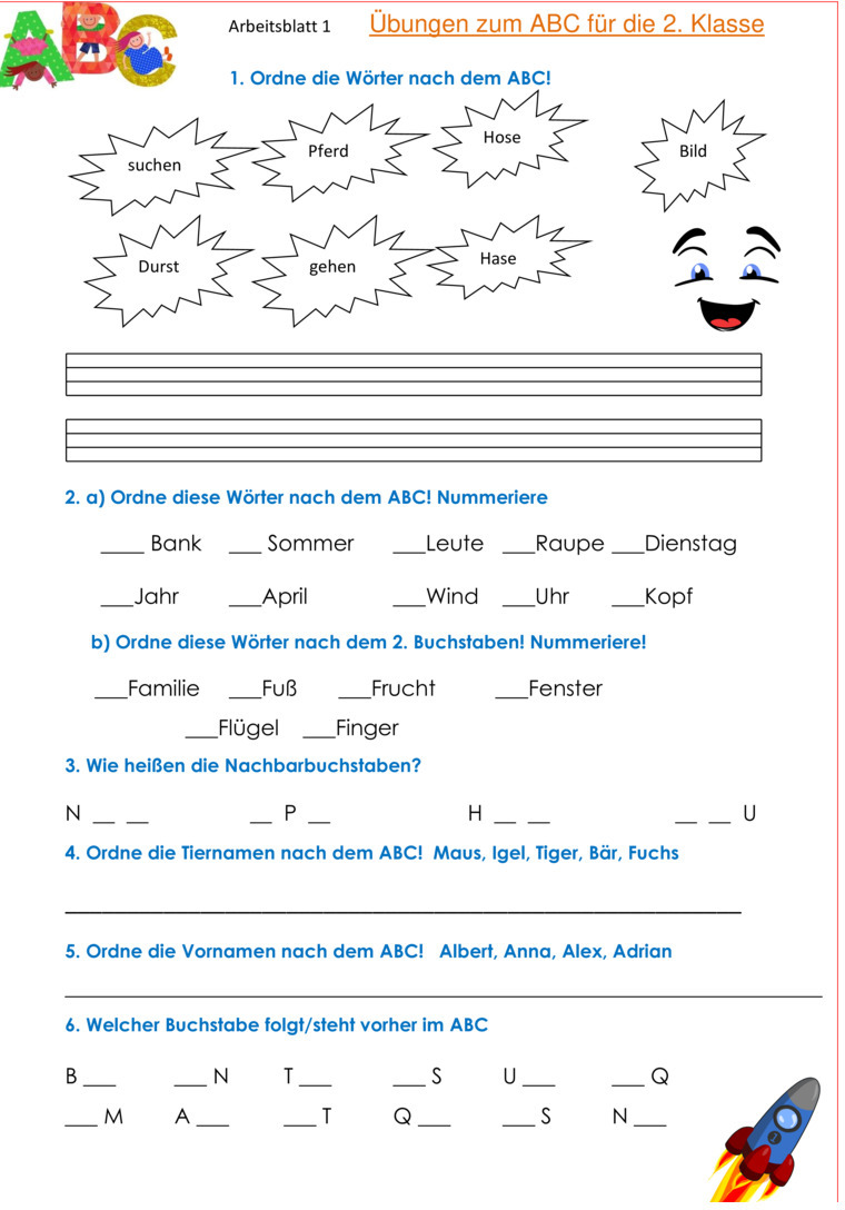 Übungsblatt zu Das ABC [2. Klasse]