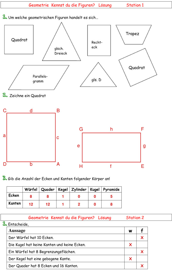 Übungsblatt zu Geometrie
