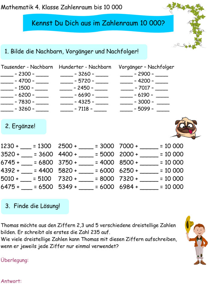 Zahlenraum 10 Übungen Pdf _ Zahlenraumeroberer (Den Zahlenraum bis 1000