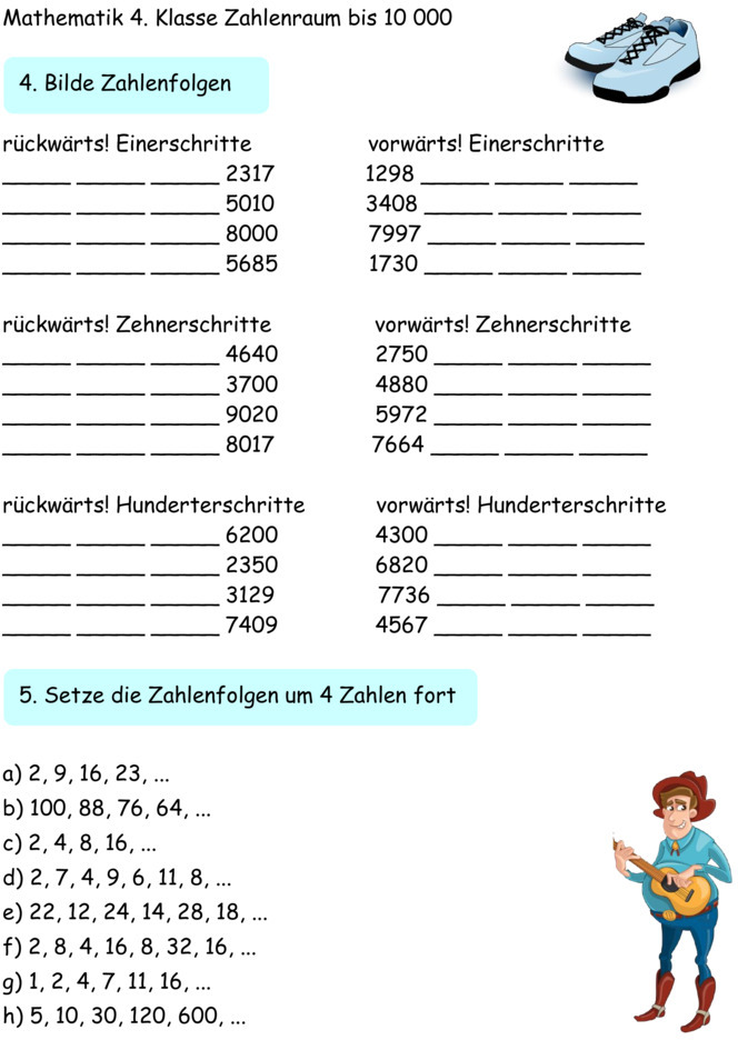 Übungsblatt zu Zahlenraum bis 10000