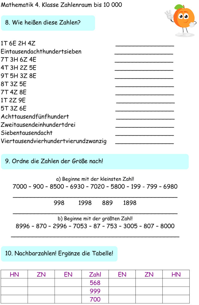 Zahlenstrahl Bis 10000