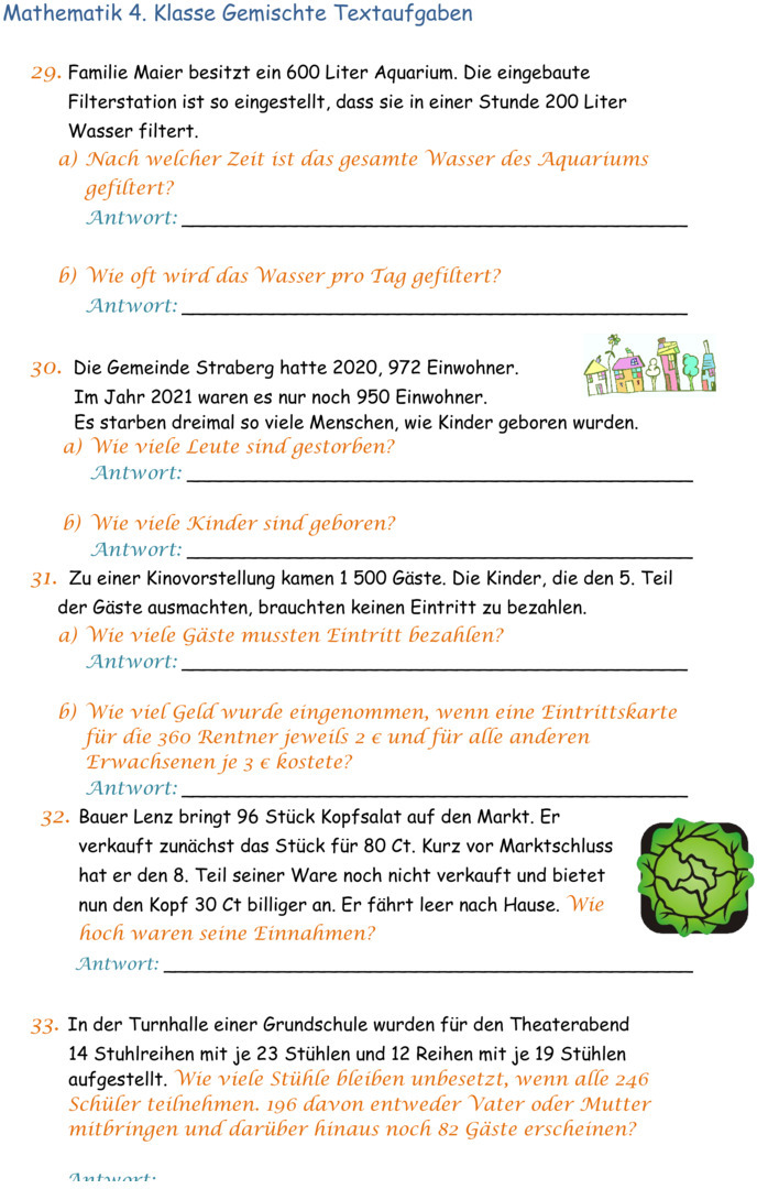 Übungsblatt zu Textaufgaben