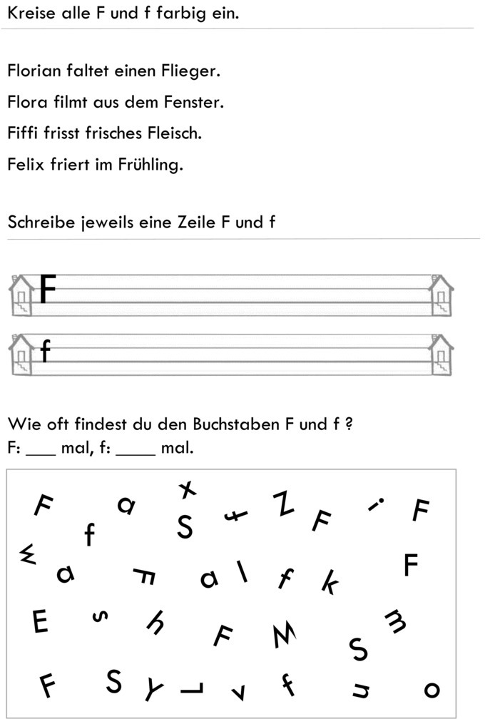 Übungsblatt zu Buchstaben