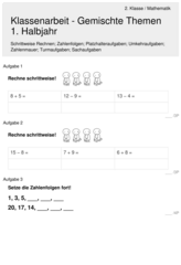 Gemischte Themen 1. Halbjahr [Mathe 2. Klasse] 4741 Vorschau