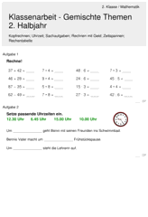 Gemischte Themen 2. Halbjahr [Mathe 2. Klasse] 4748 Vorschau