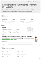 Gemischte Themen 2. Halbjahr [Mathe 2. Klasse] 4749 Vorschau