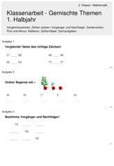 Gemischte Themen 1. Halbjahr [Mathe 2. Klasse] 4750 Vorschau