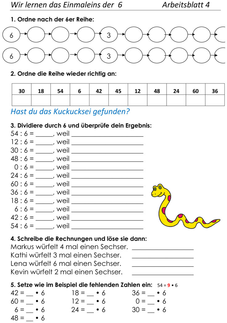 Übungsblatt zu Rechnen bis 100