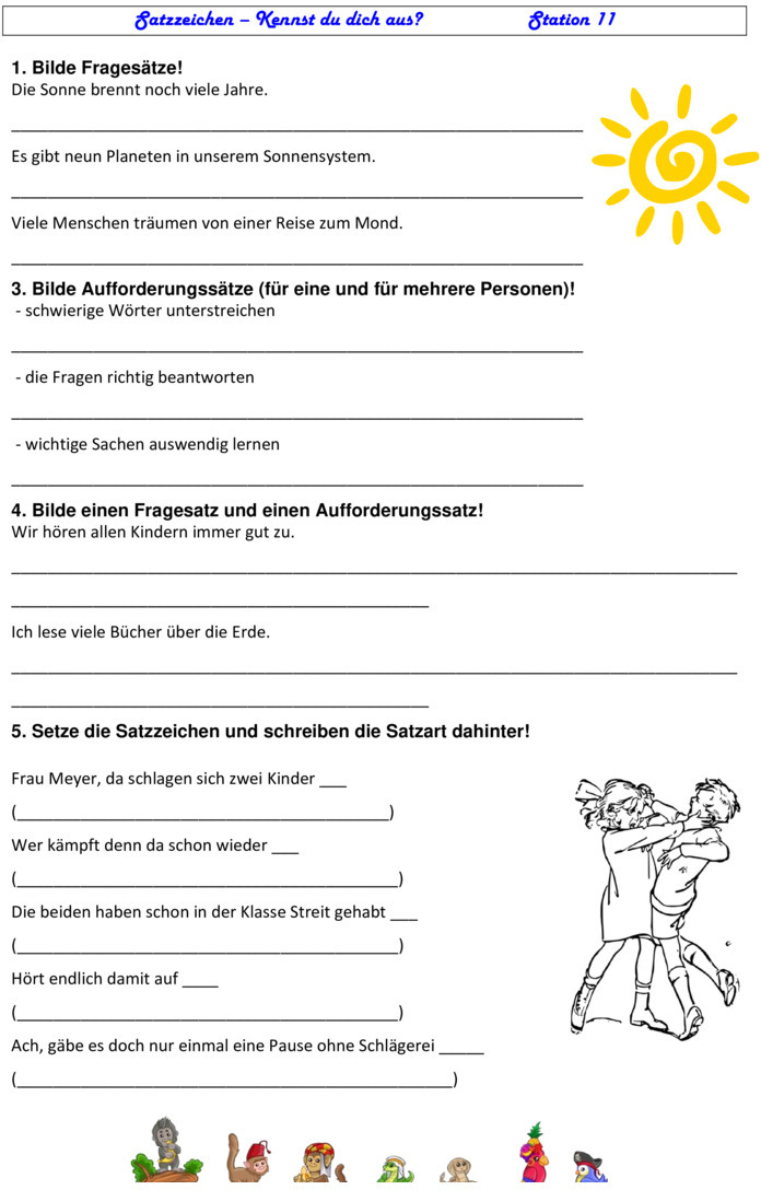 Übungsblatt zu Satzzeichen [3. Klasse]