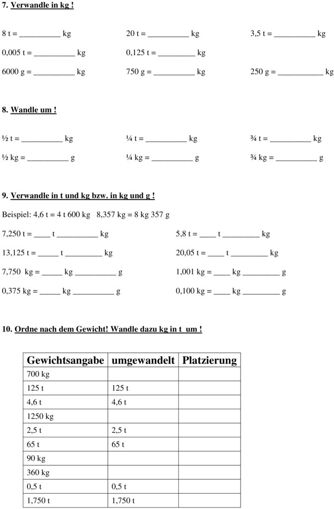 Klassenarbeit Zu Gr en Und Ma einheiten