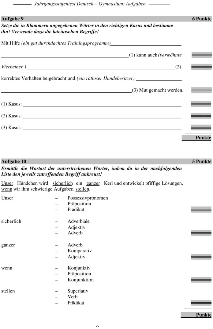 Jahrgangsstufentest Deutsch 8 Klasse Gymnasium Bayern Lösungen Klassenarbeit zu Jahrgangsstufentest [Deutsch 8. Klasse]