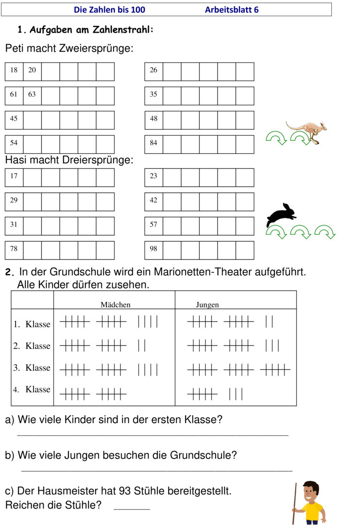 Übungsblatt zu Zahlenraum bis 100