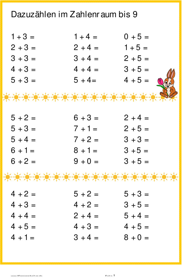 Übungsblatt zu Rechnen von 1 bis 10