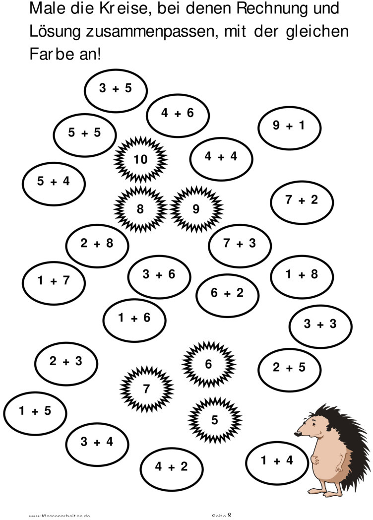Übungsblatt zu Rechnen von 1 bis 10