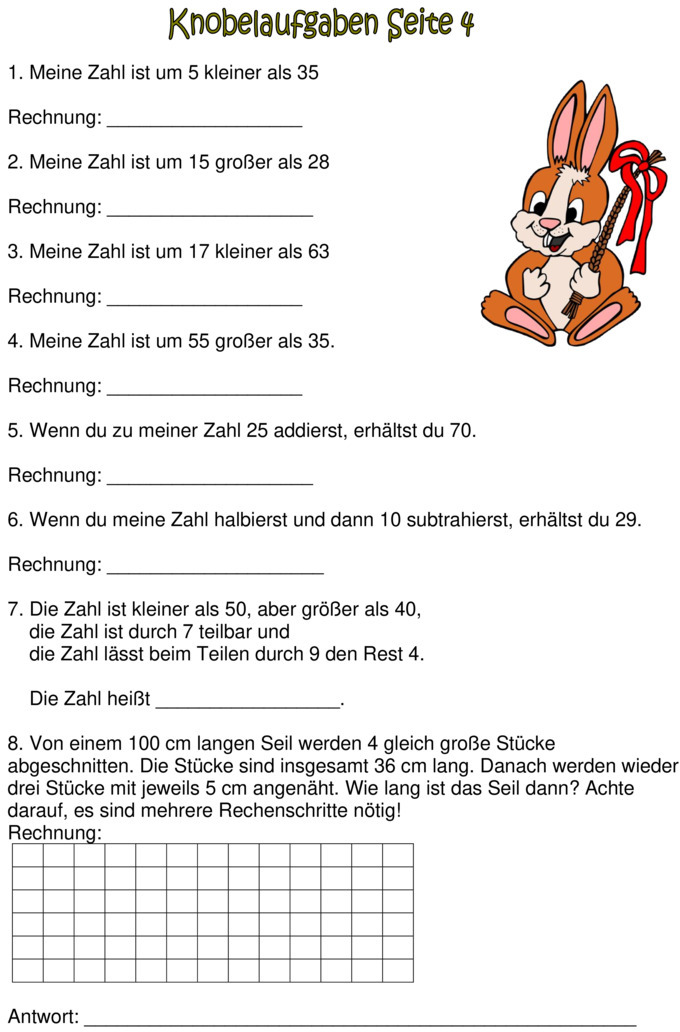 Mathe 2. Klasse Gemischte Aufgaben – IAZDR