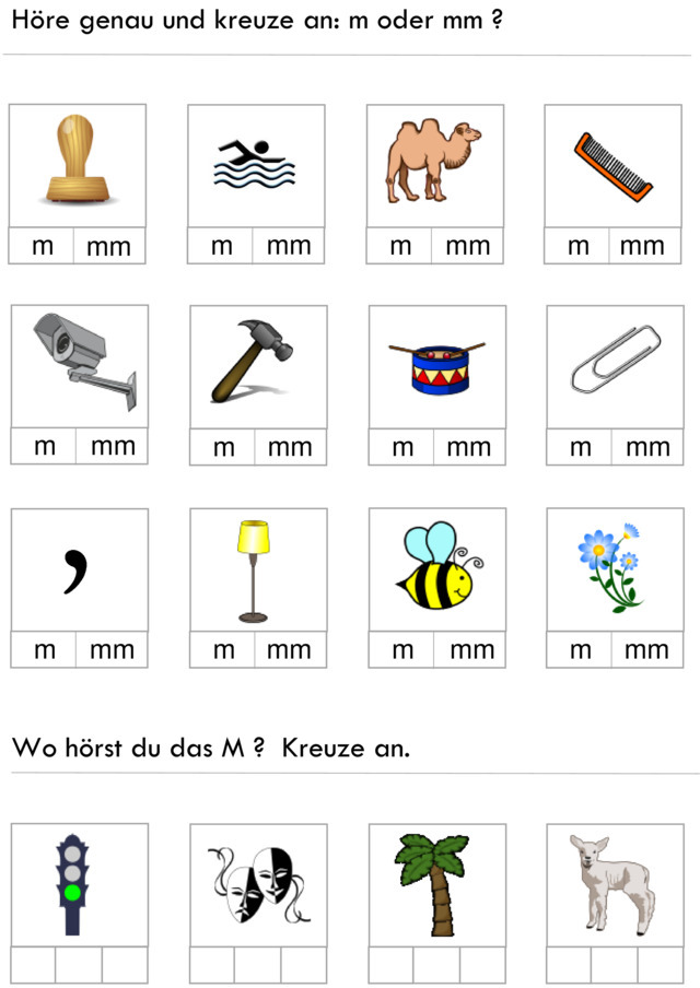 Übungsblatt zu Buchstaben